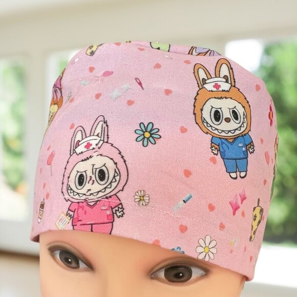 Premium Cute Monster Healthcare~ Ponytail Scrub Cap, Surgical Hat, CNA, Gifts - Picture 2 of 5